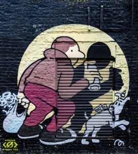 london, uk, england, city, shoreditch, brick lane, street, art, graffiti, painting, winter, wall, colorful, cityscape, building, architecture, travel, tintin, spray, dog, winged, spotlight, man, shadow, hulki okan tabak, blue spotlight, tintin, tintin, tintin, tintin, tintin